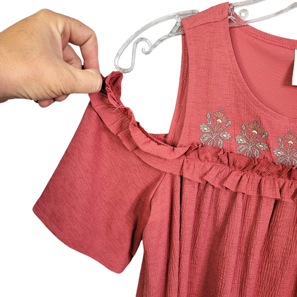 Lauren Conrad Floral Cold Shoulder Summer Breezy Sun Dress Women's Size S - Picture 4 of 9
